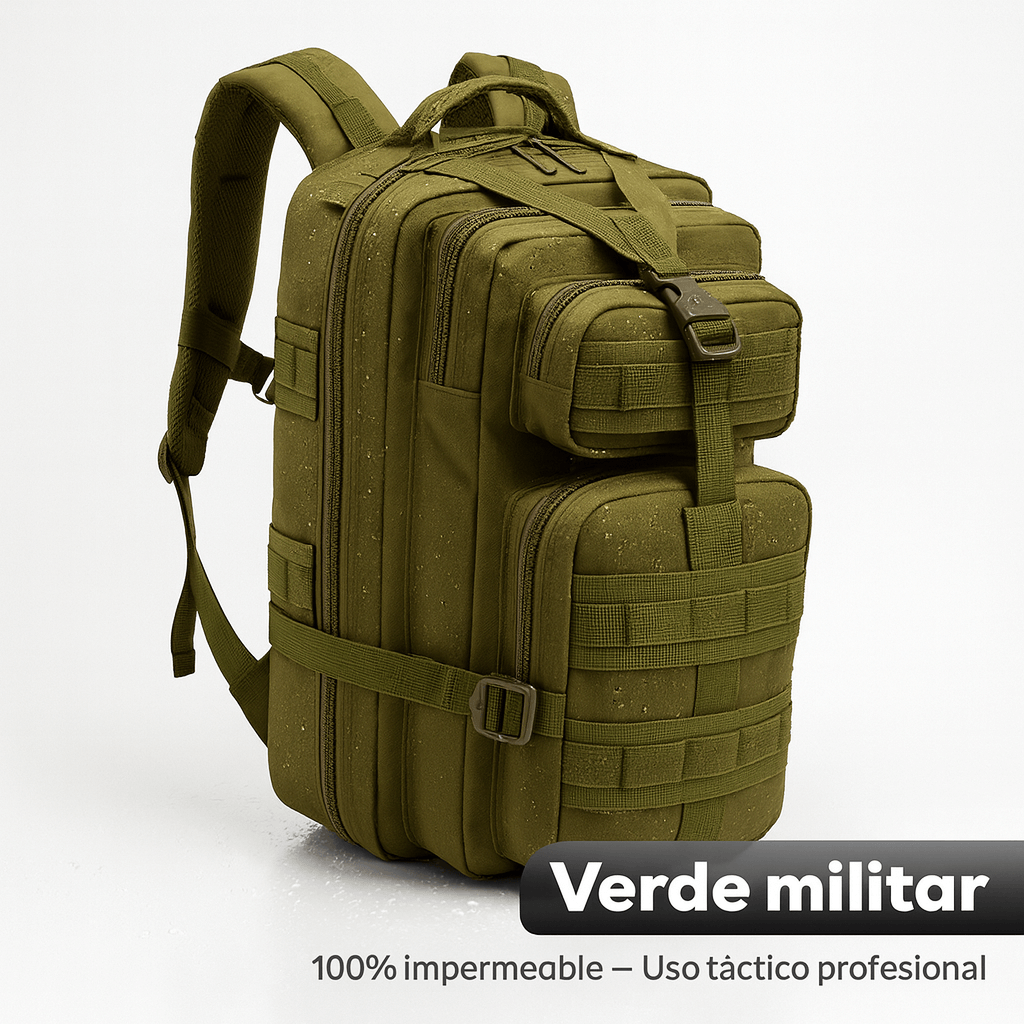Mochila ASSALT PRO TÁCTICA: 100% Impermeable + Bolsa de Hidratación GRATIS