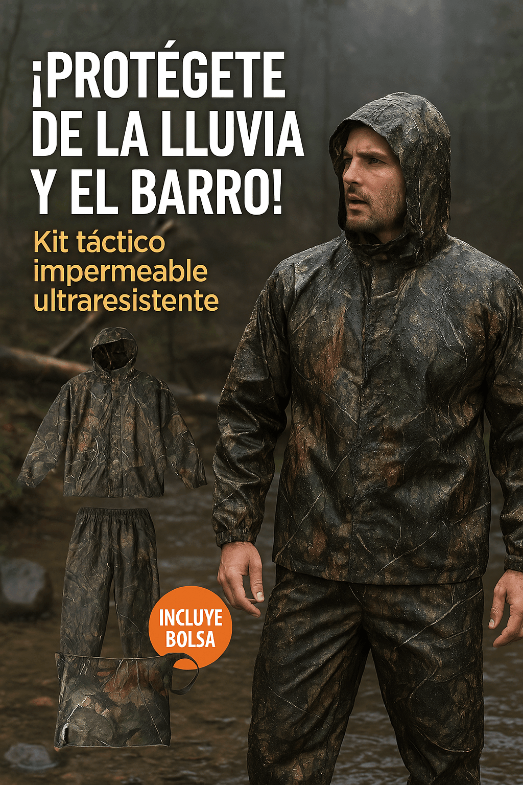 xKit Táctico HÉROE: Chaqueta + Pantalón + Bolso – 100% Impermeable
