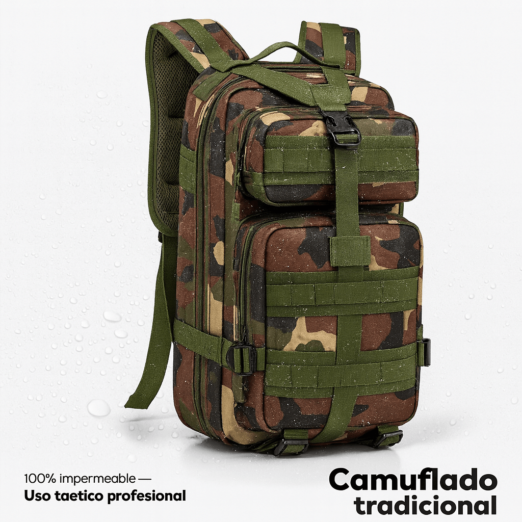 Mochila ASSALT PRO TÁCTICA: 100% Impermeable + Bolsa de Hidratación GRATIS