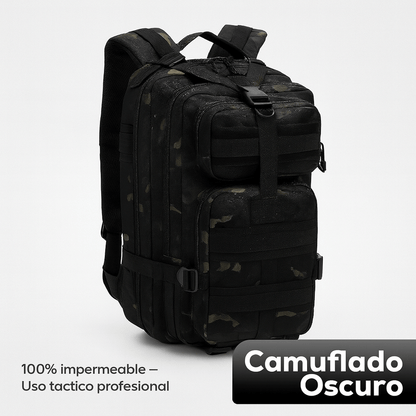 Mochila ASSALT PRO TÁCTICA: 100% Impermeable + Bolsa de Hidratación GRATIS